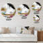 «Gold and Black Geometric Enchantment II», art mural rond en marbre abstrait sur métal-88627580