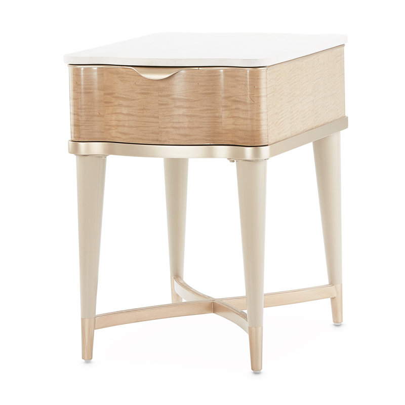 Malibu Crest Marble End Table, Beige Top/Blush Base