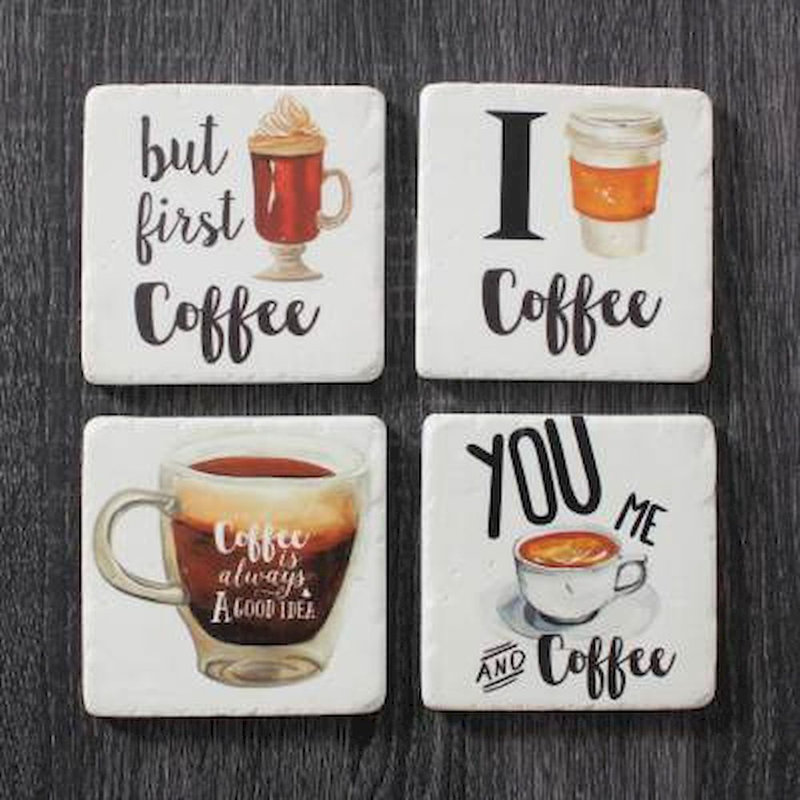 Ceramic Square 4 Piece Coaster Set