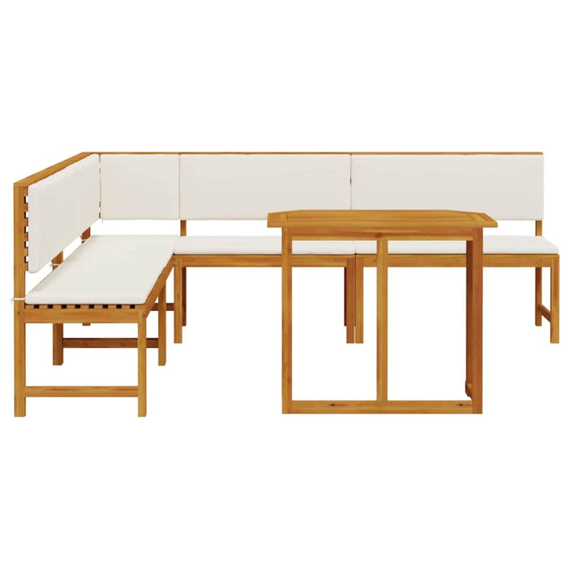 Ensemble de banc de jardin vidaXL 4 pièces en bois d'acacia massif brun