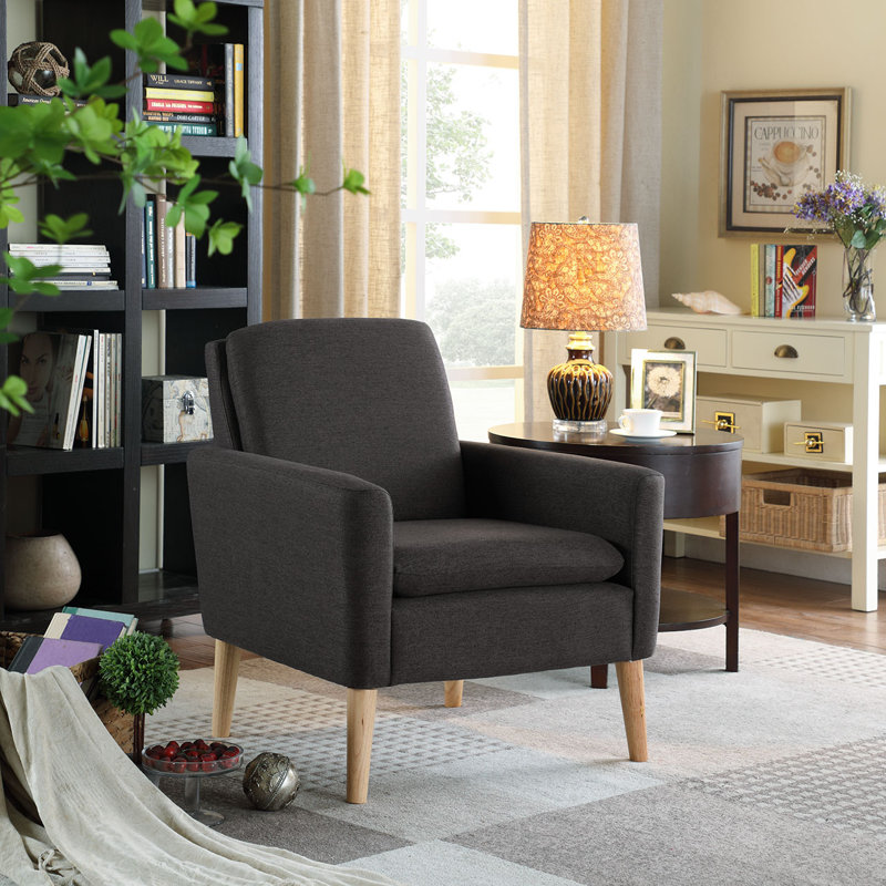 Black and brown flat armchair with armrests, Black