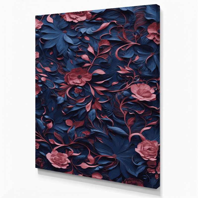 Abstrait floral 23, art mural sur toile grise, H 30 po x l 20 po