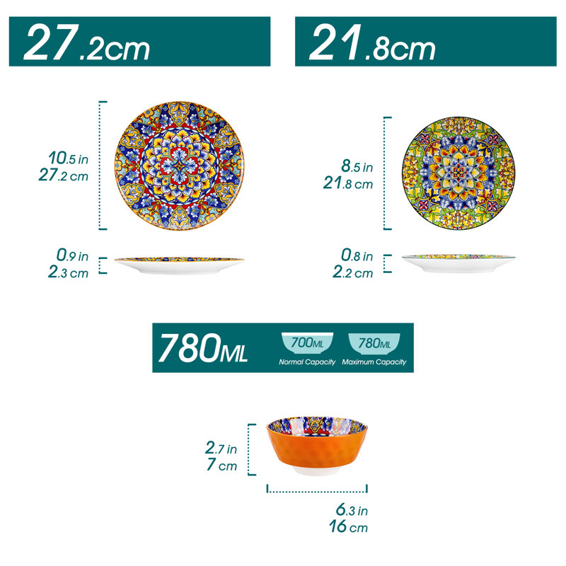 Porcelain China Dinnerware Set 36 Piece - Service for 12