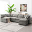 Canapé-lit en chenille, 6 places, confortable, coussin en éponge gris-1635779890