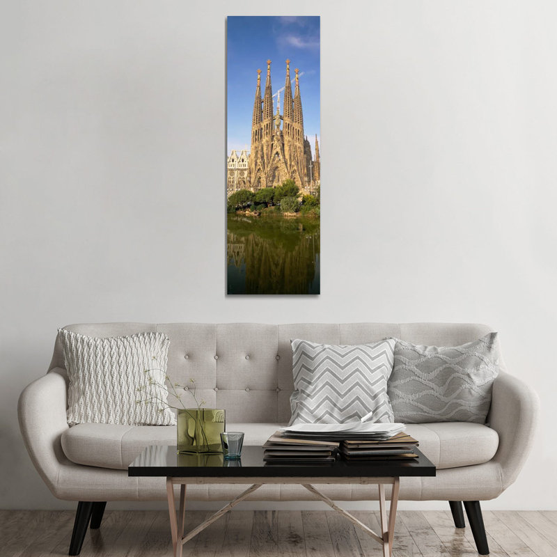 Low Angle View Of A Cathedral, Sagrada Familia, Barcelona, Spain by Panoramic Images - Wrapped Canvas Panoramic Print