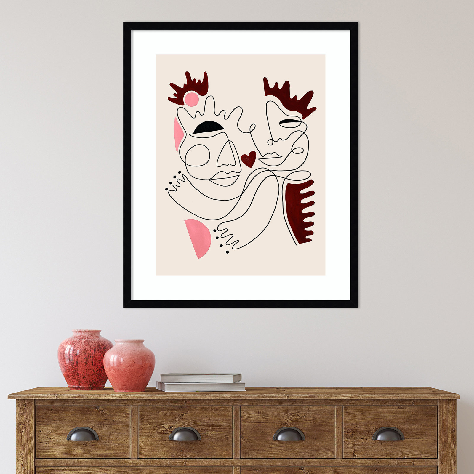Love Yours Print by Shatha Al Dafai, 25.38" H x 20.38" W x 0.875" D, Noir Black Framed