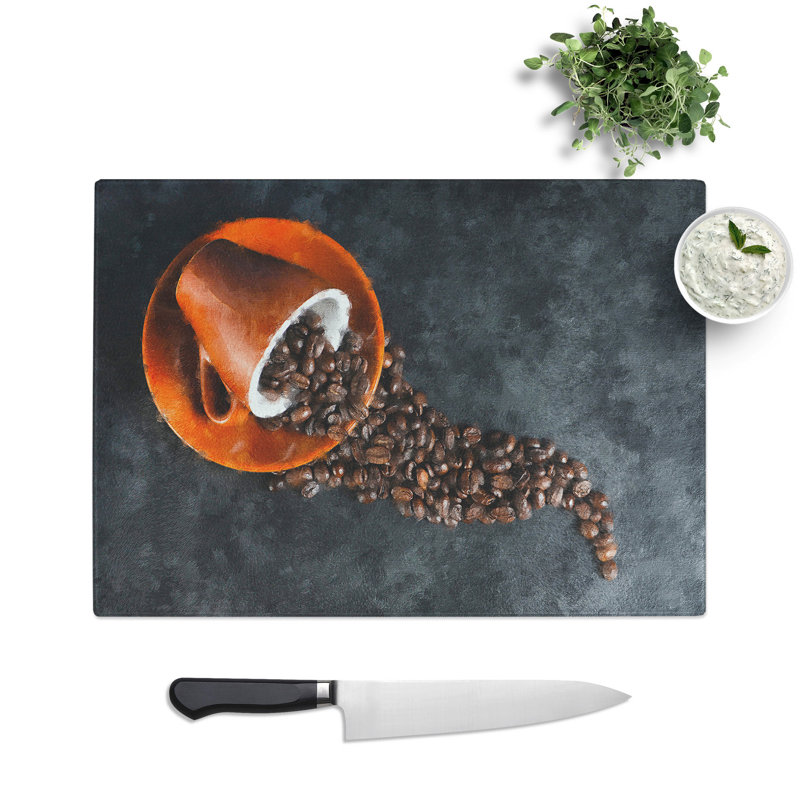Coffee Beans Vol.2 Painting Chopping Board, 0.4cm H x 28.5cm W x 39cm L