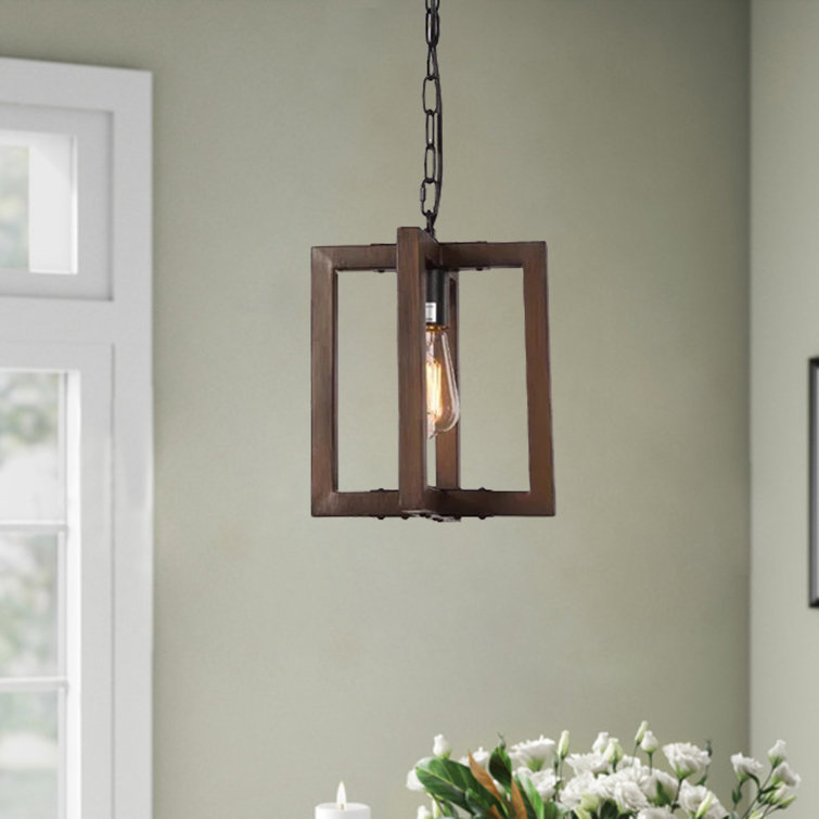 Rudolfo 1 - Light Brown Open Frame Wood Minimalist Pendant Lamp