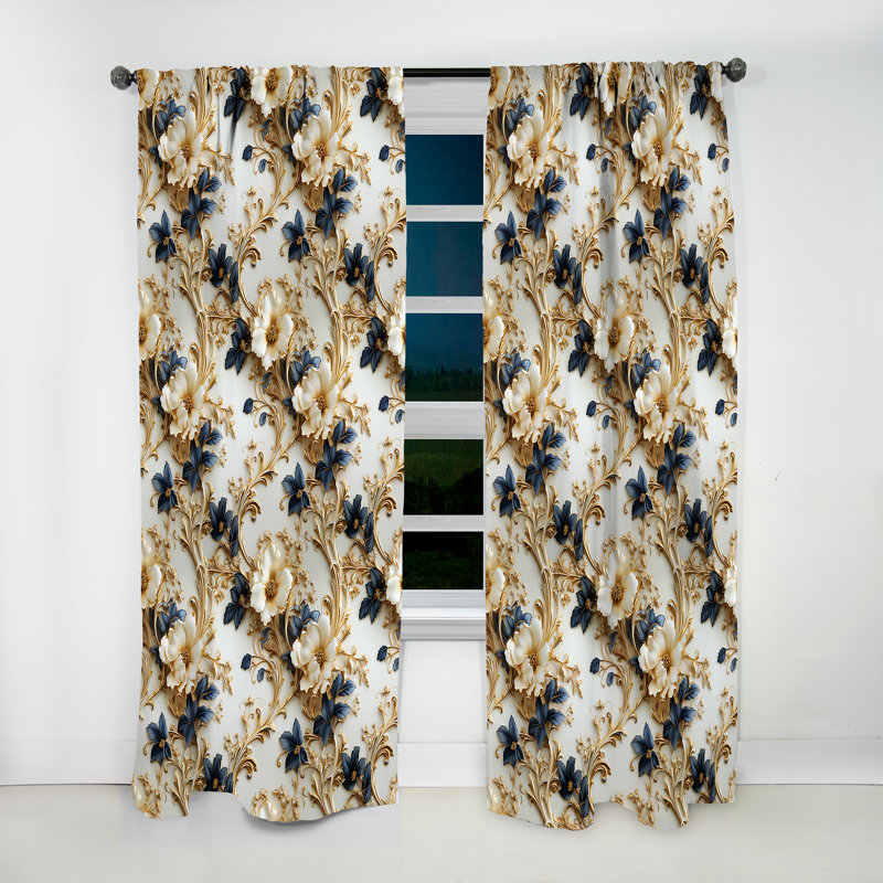 Vintage Ornamental Frames Victorian Pattern I - Damask Curtain - Room Darkening Curtain - 1 Panels, 52" W x 108" L