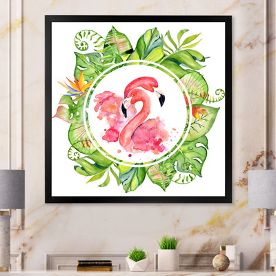 " Portrait Of Pink Flamingo II " Painting Print