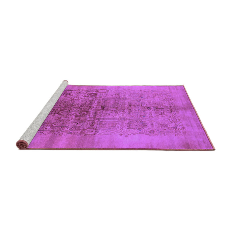 Tapis mauve lavable à la machine de style Mid-Century moderne 682, Rond 3 pi