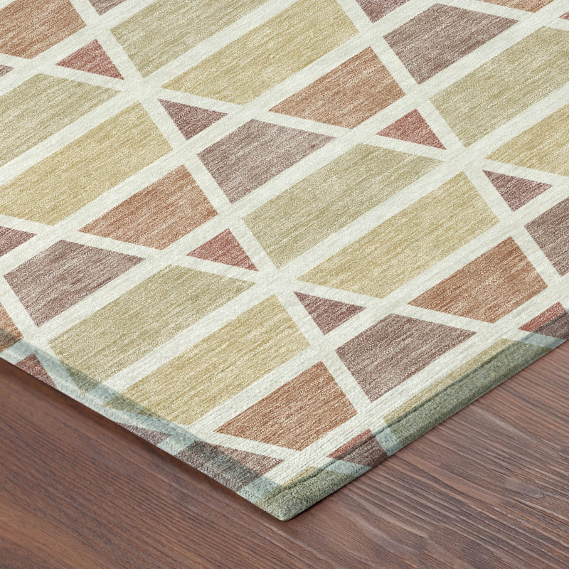 Machine Washable Indoor/Outdoor Chantille ACN2733 Geometric Rug, 1'8" x 2'6", Copper