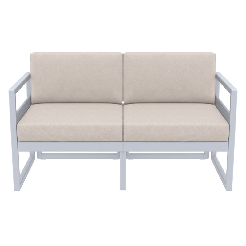 Lane 58'' Wide Straight Loveseat with Cushions, Silver/Gray, Canvas Flax Sunbrella® Canvas