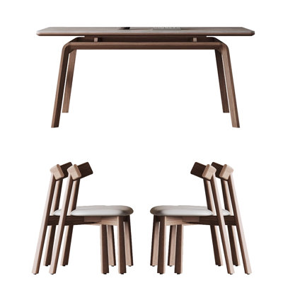 Nordic Wabi-Sabi Style Sintered Stone Dining Table 4 - Person Four Leg Dining Set