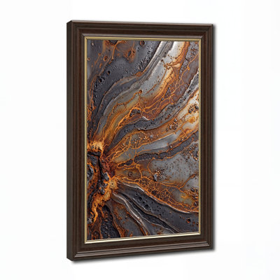 Art mural sur toile tourbillonnant gris foncé et orange