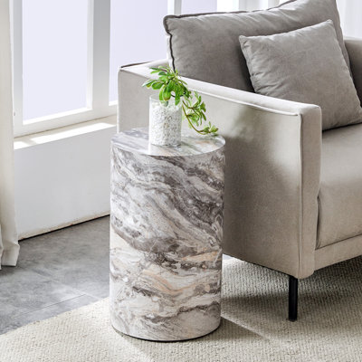 Table d'appoint moderne 19,7 po en faux marbre avec base antidérapante
