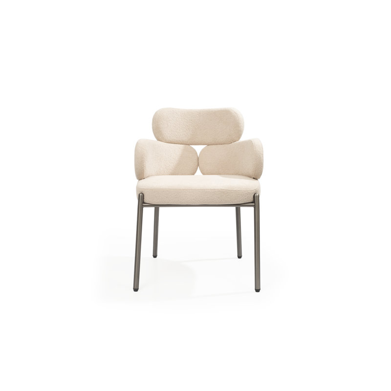 Chaise avec accoudoirs de salle à manger blanche et bronze industriel, Blanc