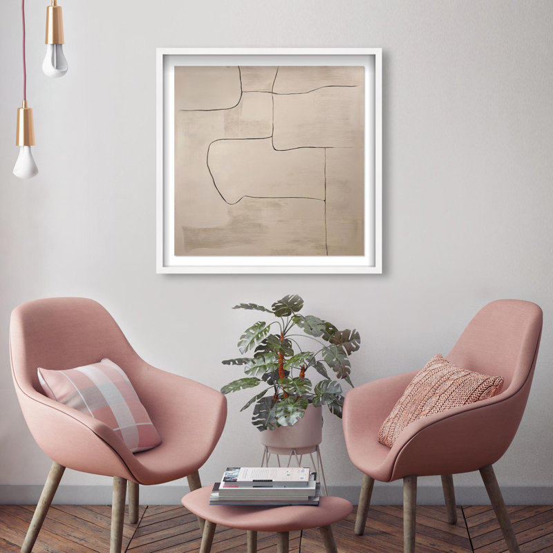Oliver Gal Tawny Textures Abstract - Luxury Shadowbox Framed Wall Art, 25.5" H x 25.5" W, White