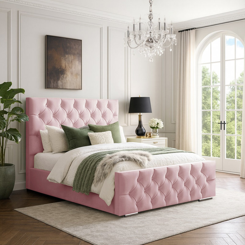 Bollman Upholstered Bed, Pink, Super King (6')