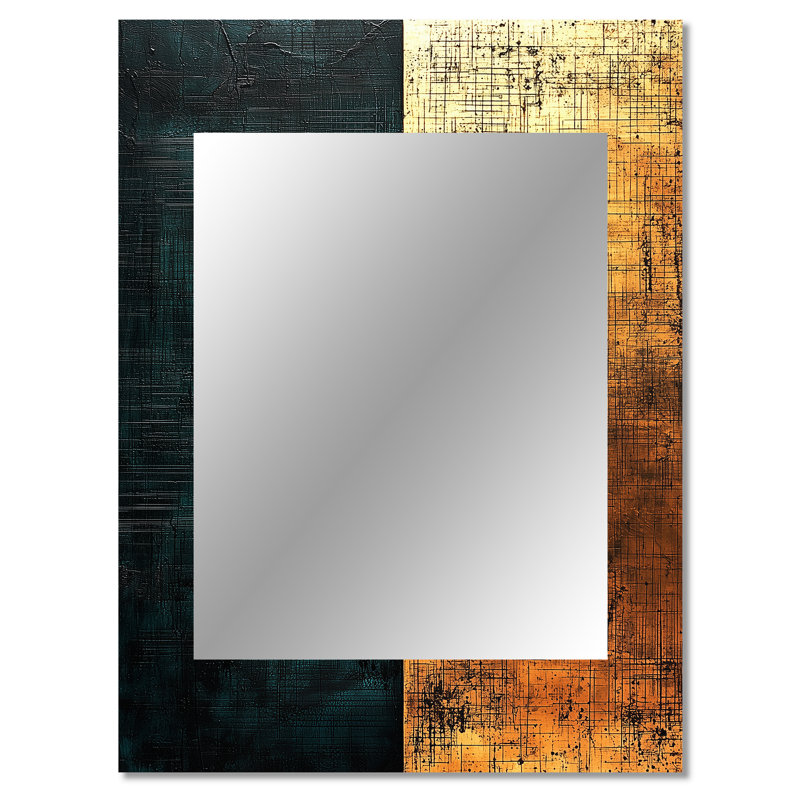 Art géométrique, formes essentielles, miroir moderne, miroir mural doré unique, art imprimé en métal, 40 po x 30 po