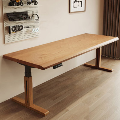 Solid wood electric height-adjustable desk