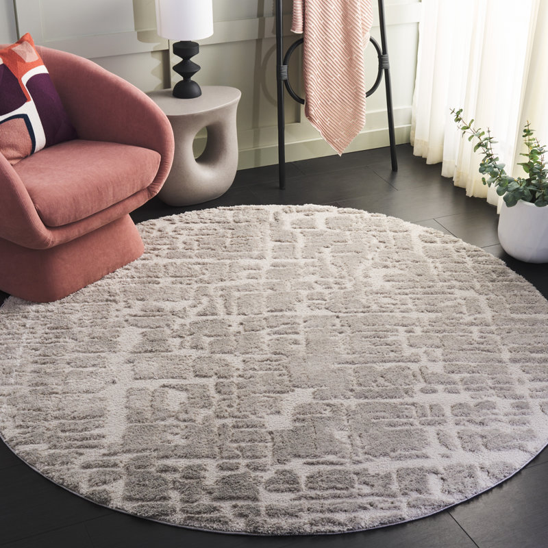 Comisha Shag 900 Performance Abstract Rug, Round 6'7"