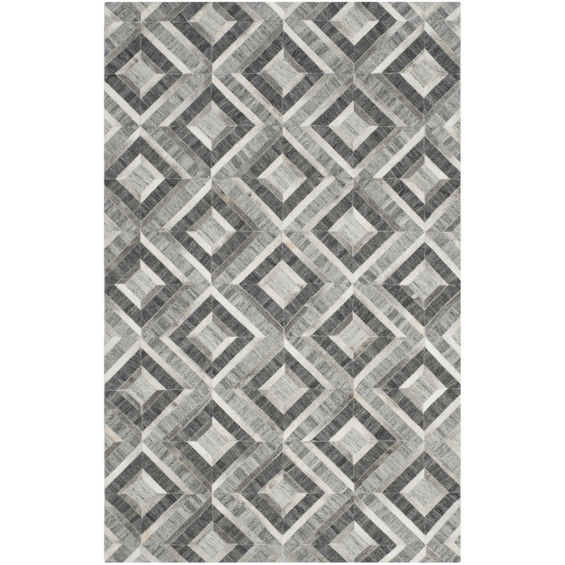 Sevastopol Studio Leather Hand Woven Leather And Viscose Geometric Rug, Rectangle 8' x 10'