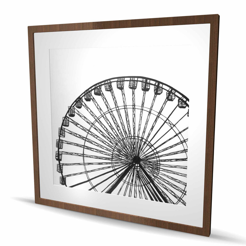 Impression de grande roue monochrome - noir et blanc, H 36 po x l 36 po, Brun