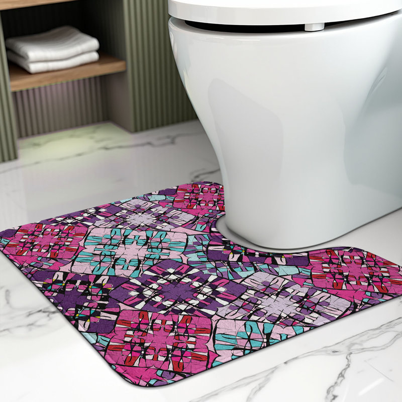  Tapis de salle de bain psychédélique en U 20 po x 16 po multicolore