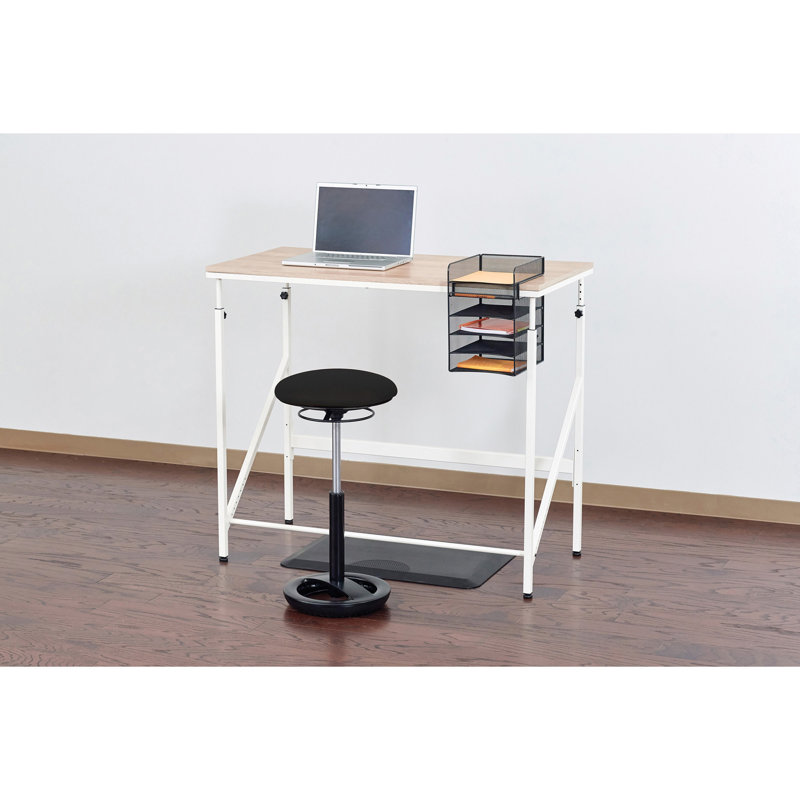 Adjustable Walnut & Black Steel Sit/Stand Desk 48"x24"