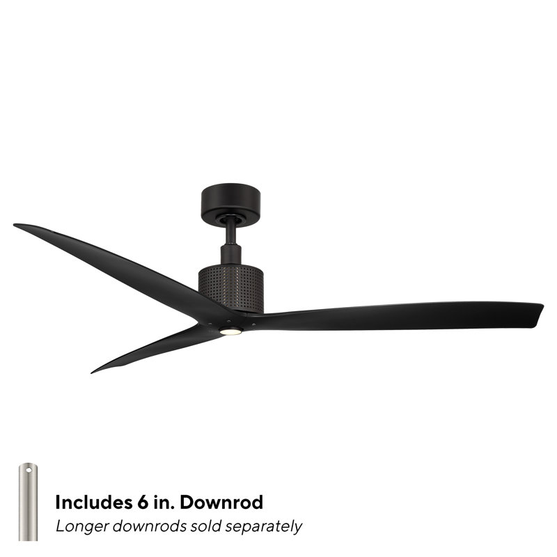 Spinster 60'' Smart Ceiling Fan with LED Light and Bluetooth Remote Control Included, Matte Black