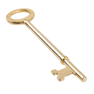 Clé squelette plaquée laiton avec mèche triple pour serrures de porte à mortaise et à rebord