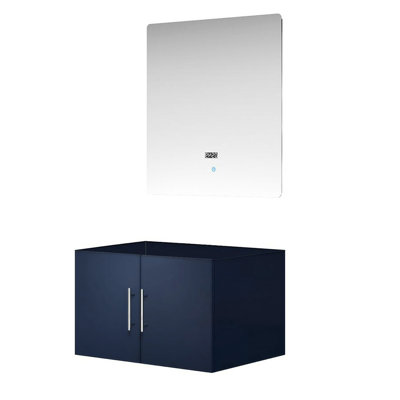 30 po Meuble-lavabo bleu marine avec miroir à DEL - Armoire de rangement de qualité entièrement assemblée
