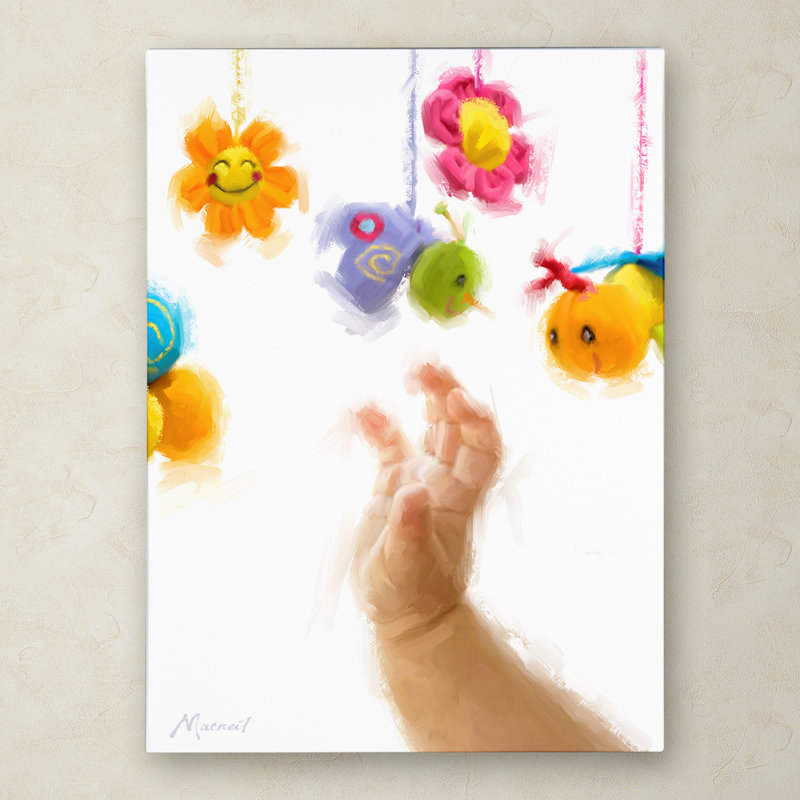 « baby mobile », art sur toile, H 19 po x l 14 po x P 2 po