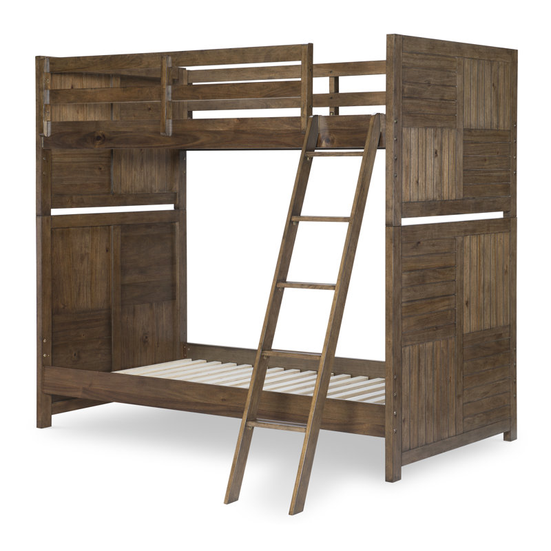 Lit superposé simple en bois massif Halley, Brun