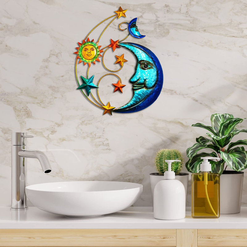 Décoration murale d'extérieur en métal soleil