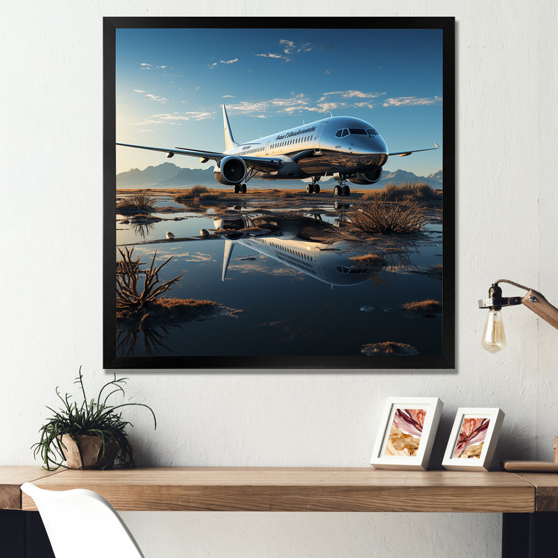 «Futuristic L'interpretation of Silver Space Plane I», reproduction sur toile, Cadre simple noir, H 24 po x l 24 po x P 1 po