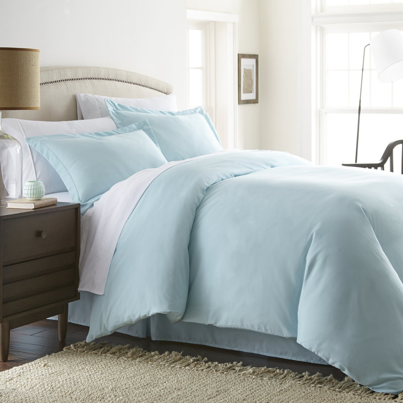 Aqua Ultra Soft Microfiber Queen Duvet Cover Set