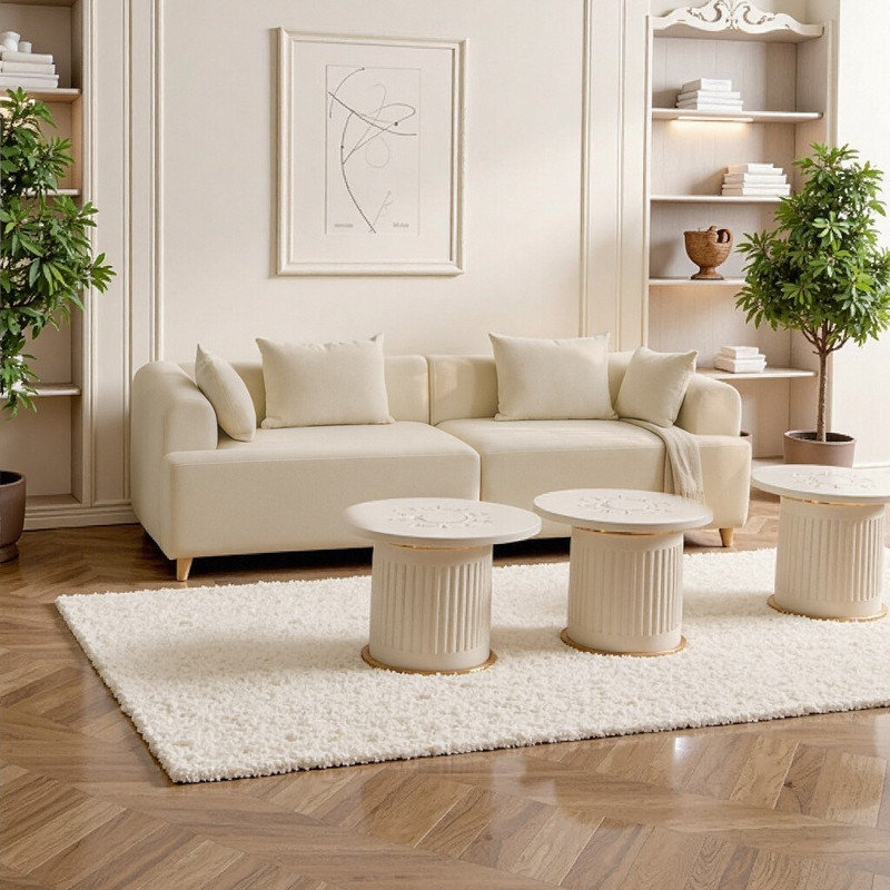 Canapé modulaire avec méridienne Boneless, Blanc
