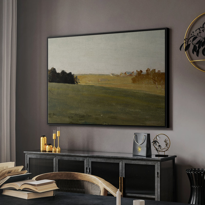 Paysage rétro - cmxxxiv, Toile encadrée noire, H 27 po x l 41 po x P 2 po