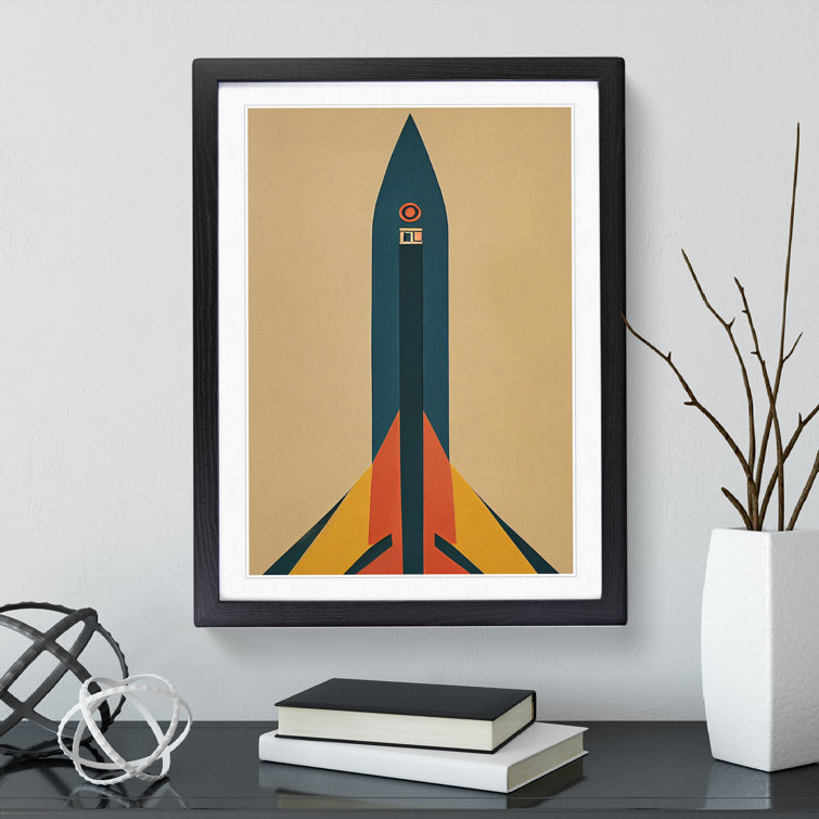 XV1022-3810X Retro Spaceship Rocket No.2 - Single Picture Frame Print