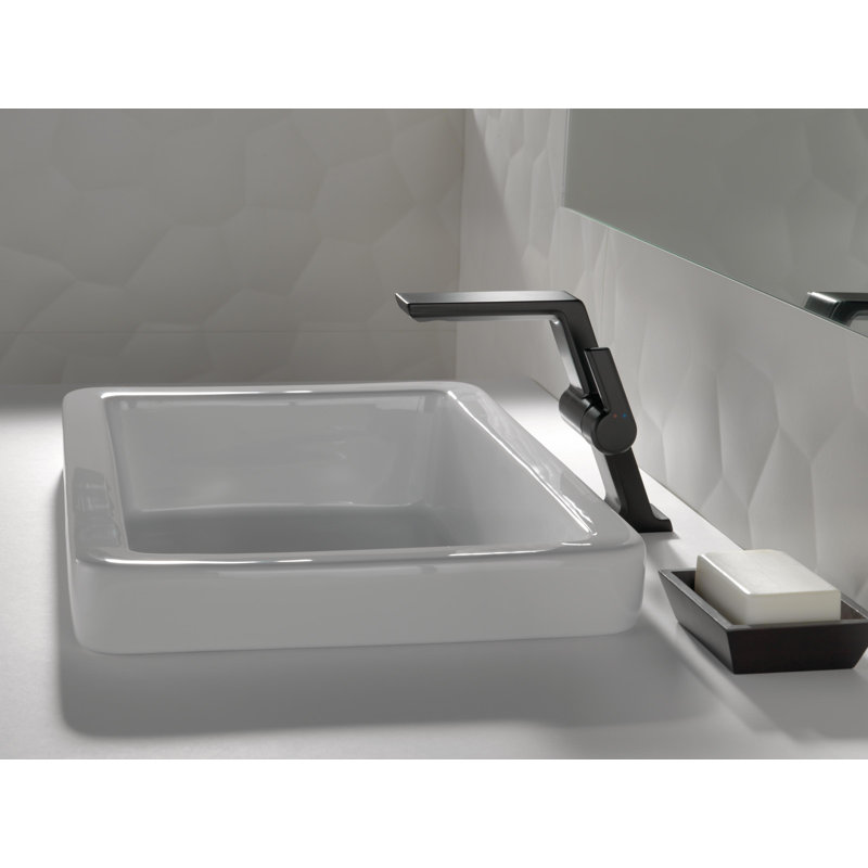Pivotal Mid Height Vessel Sink Faucet Bathroom Faucet, Matte Black