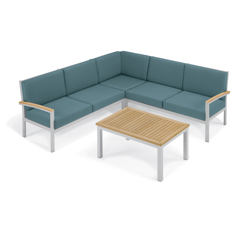 Travira Modular Side Chair with Cushions, Ice Blue