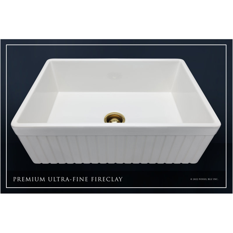 Luxury Solid Fireclay Farmhouse Sink, Brushed Brass Accessories