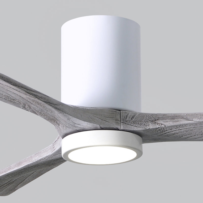 Irene LED Ceiling Fan, Gloss White, Barn Wood Tone, 52"