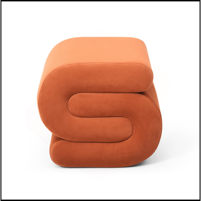 Repose-pieds moderne en tissu, repose-pieds polyvalent et élégant pour chaque pièce, Velours orange