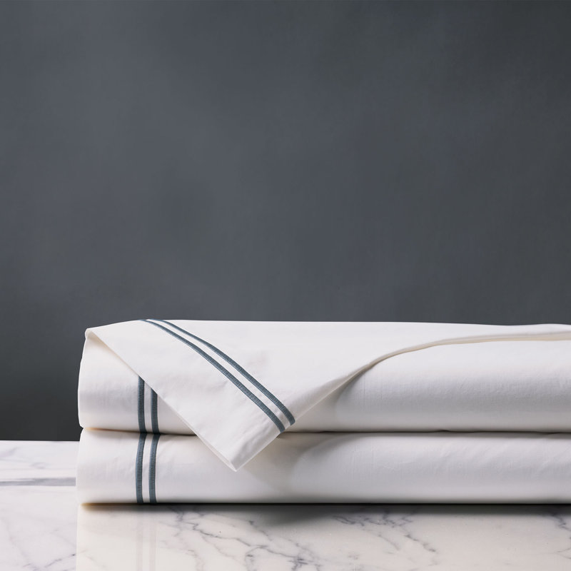 Enzo 100% Cotton Percale Flat Sheet, Slate, King Flat Sheet