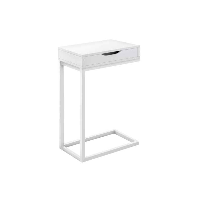 Table d'appoint polyvalente contemporaine avec rangement et attrait durable, Blanc, Blanc