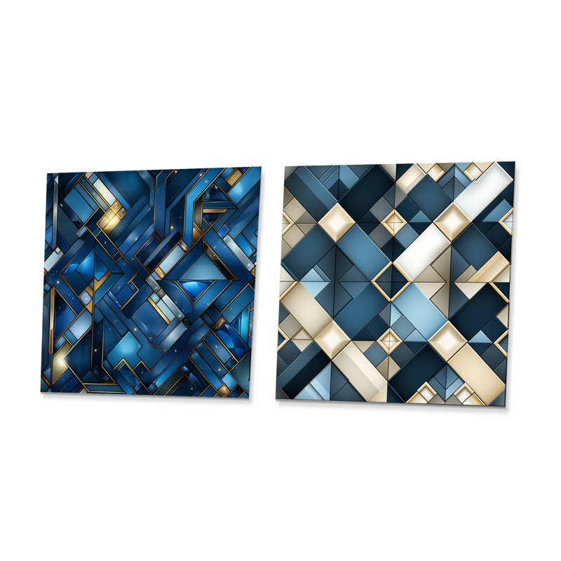 Corvetta - Ensemble de 2 carrés décoratifs en métal à formes abstraites, H 29 po x l 58 po