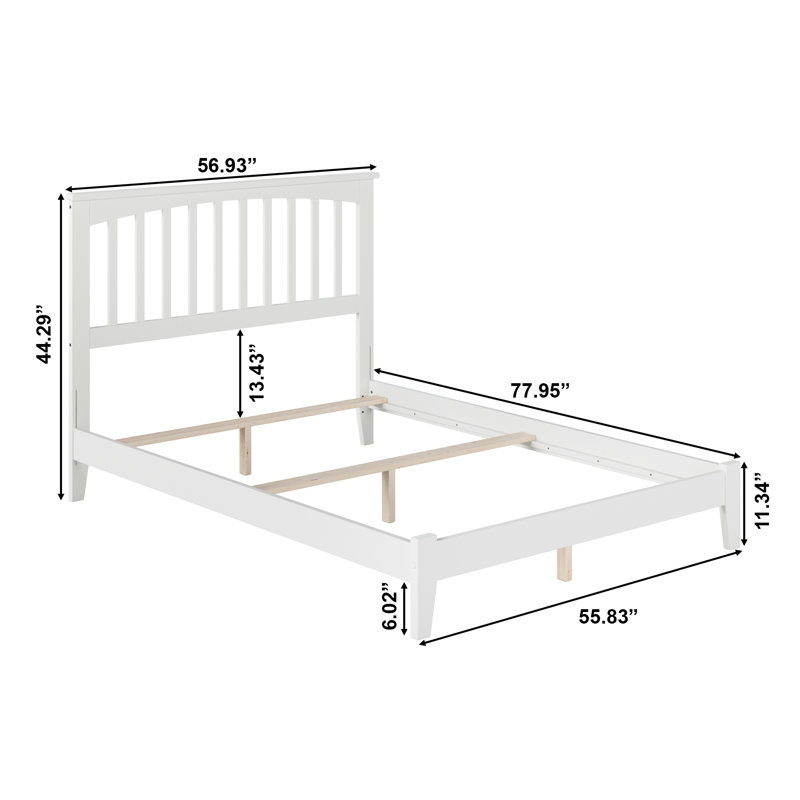 Abingt Solid Wood Foundation Bed , Full, White